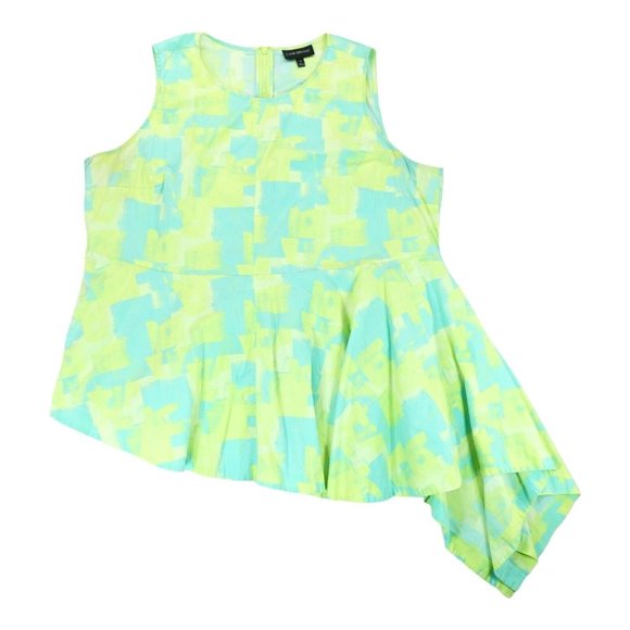Lane Bryant Lemon Lime Asymmetrical Sleeveless Peblum Top‎ Size 26 - Picture 1 of 6